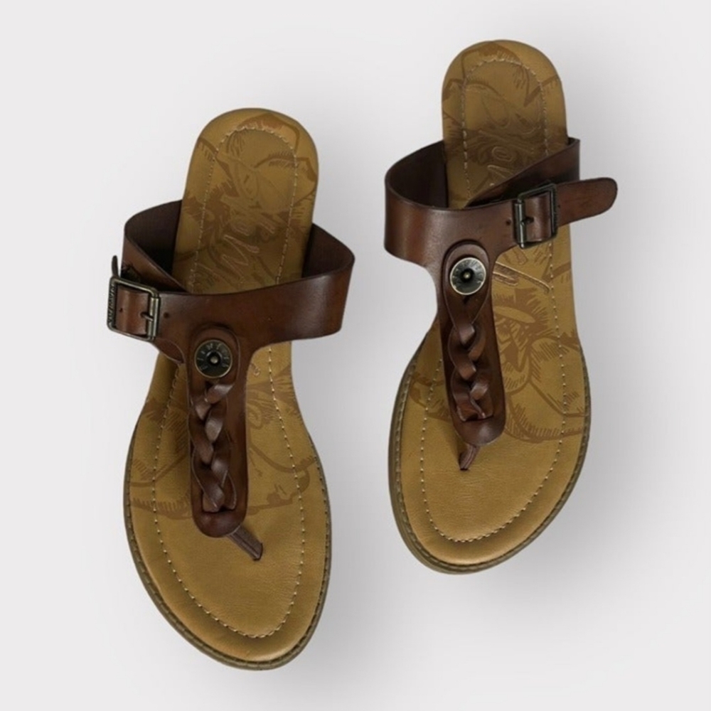 Blowfish Womens Malibu Sandals Flip Flop Brown Faux Leather Size 9.5